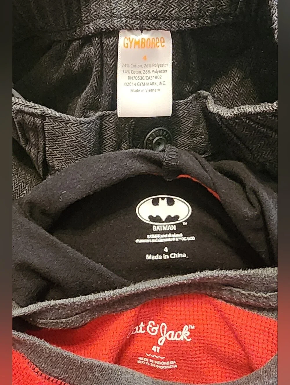 Boys Size 4T Outfit, Batman Shirt w/Hoodie, Cat & Jack Long Sleeve & Pants